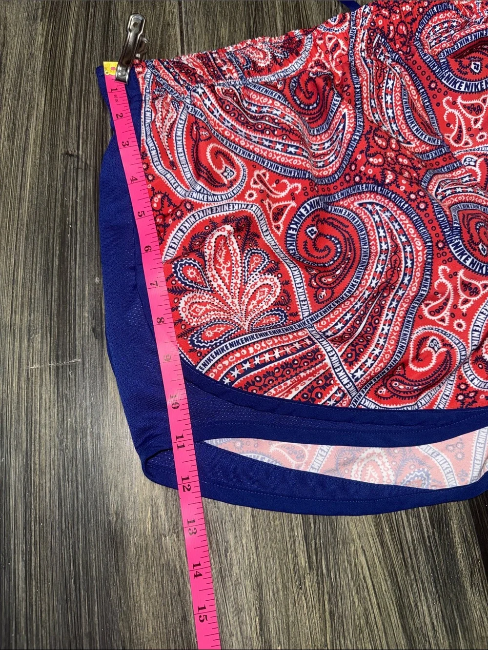 Nike Blue Shorts with Red Paisley Waistband
